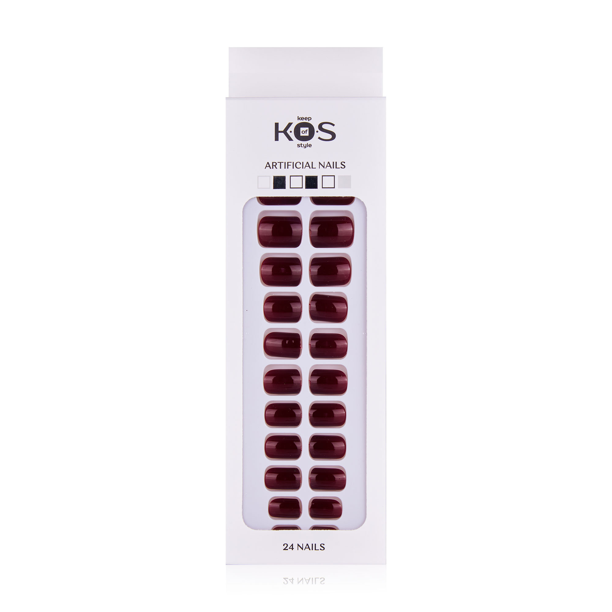 

Набір штучних нігтів K.O.S Keep Of Style м'який квадрат, темно-бордовий