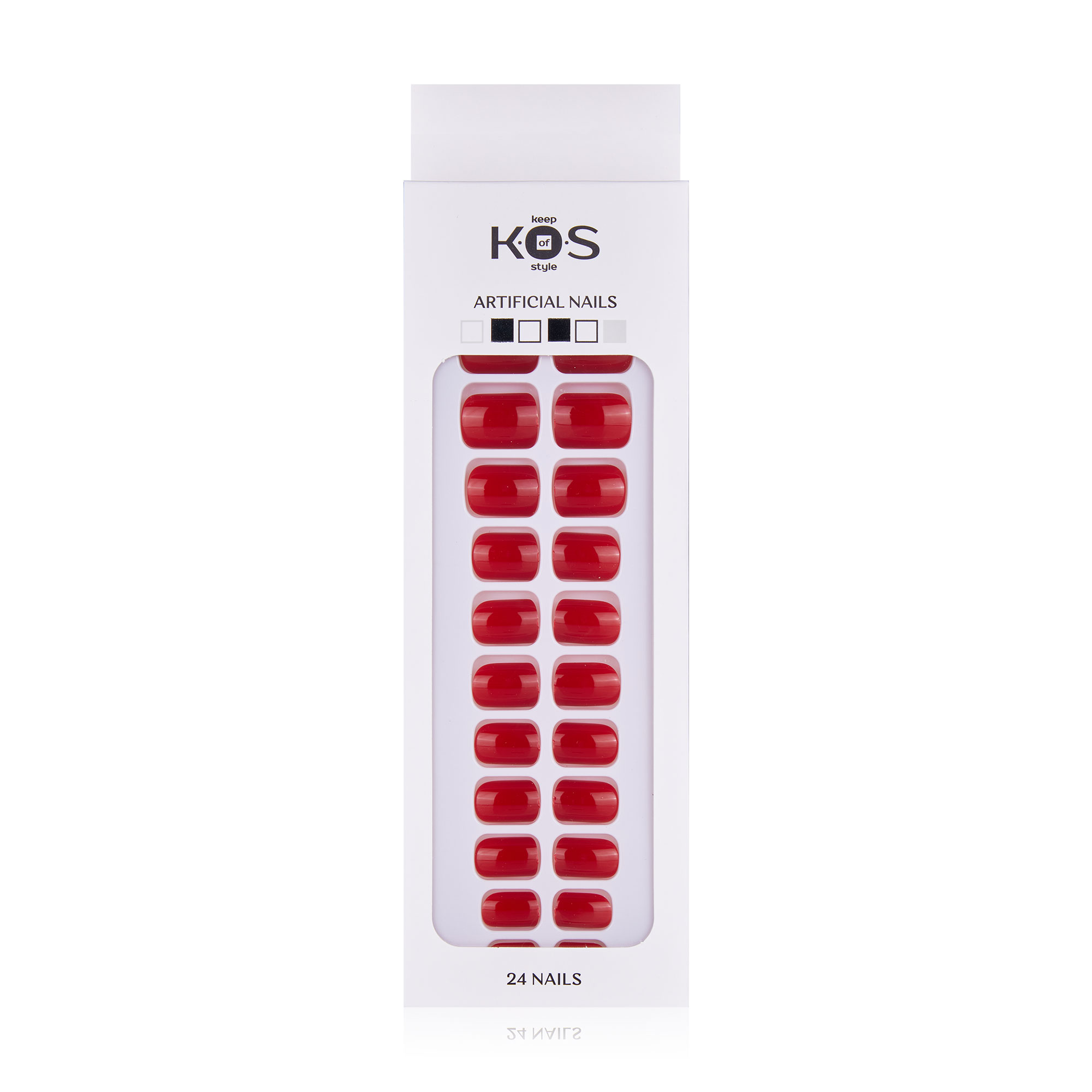 

Набір штучних нігтів K.O.S Keep Of Style м'який квадрат, темно-червоний