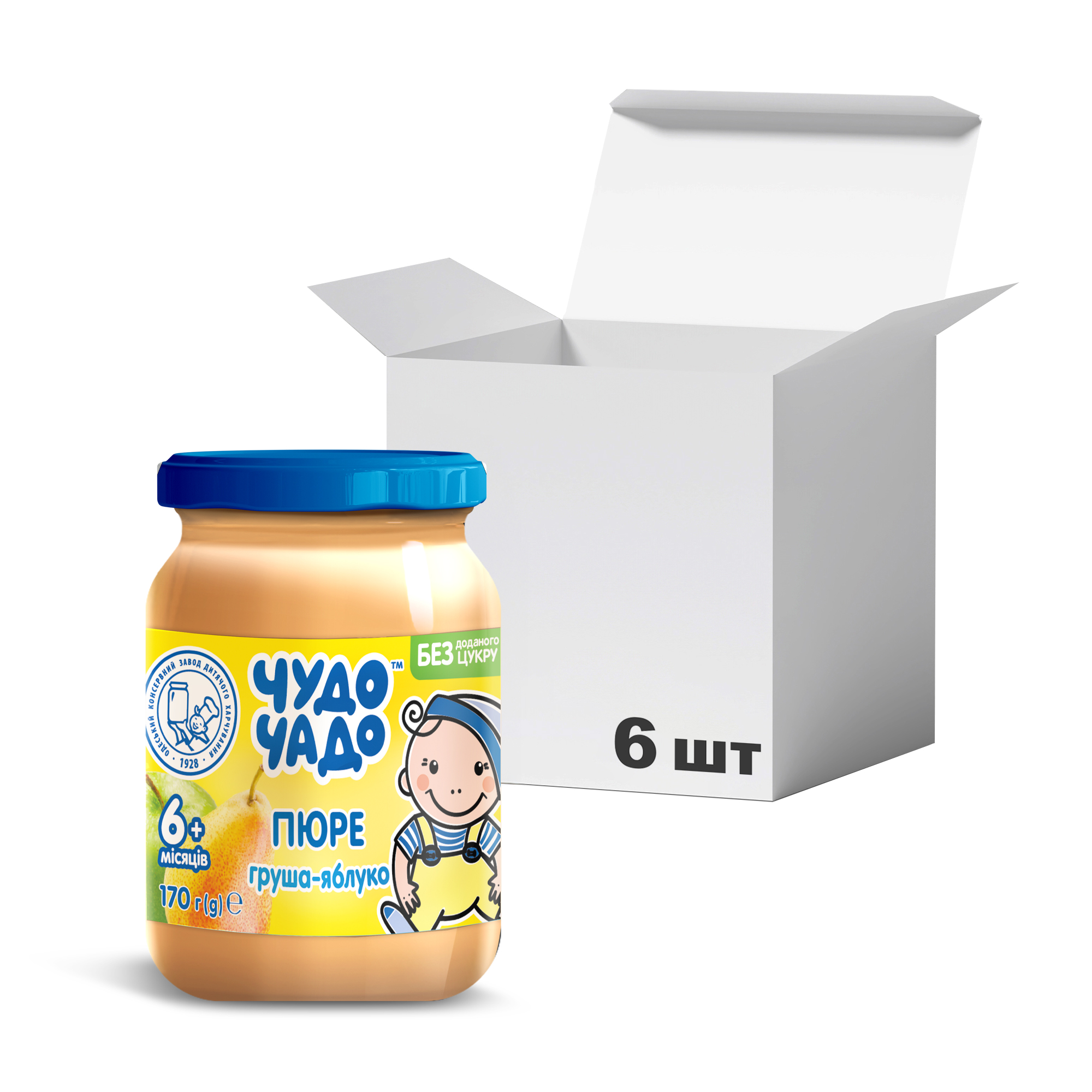 

Дитяче фруктове пюре Чудо-Чадо Груша та яблуко, без цукру, від 6 місяців, 6*170 г