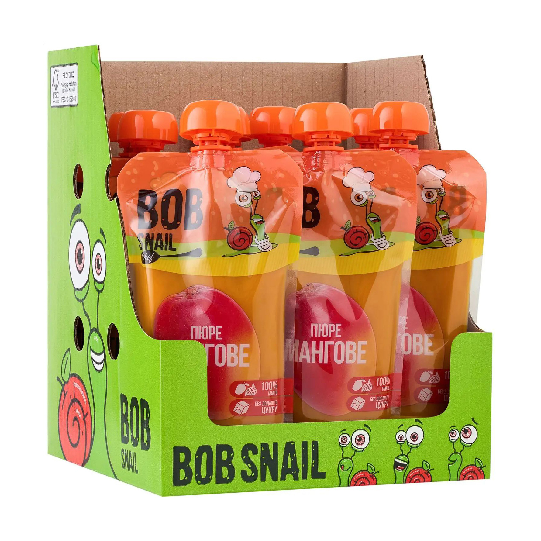 

Уцінка! Шеф-пюре фруктове Bob Snail Мангове, 10*250 г