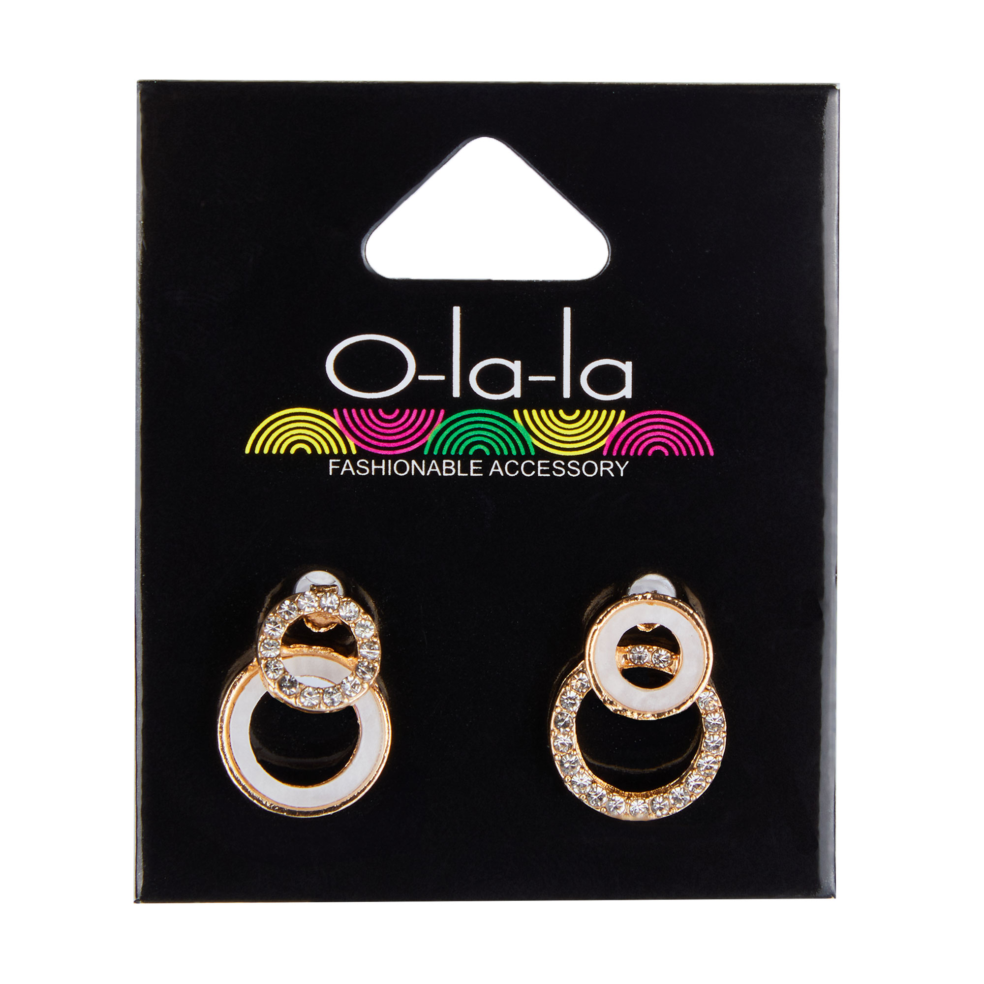 

Сережки O-la-la колір золото, білі, 1 пара (23H698)