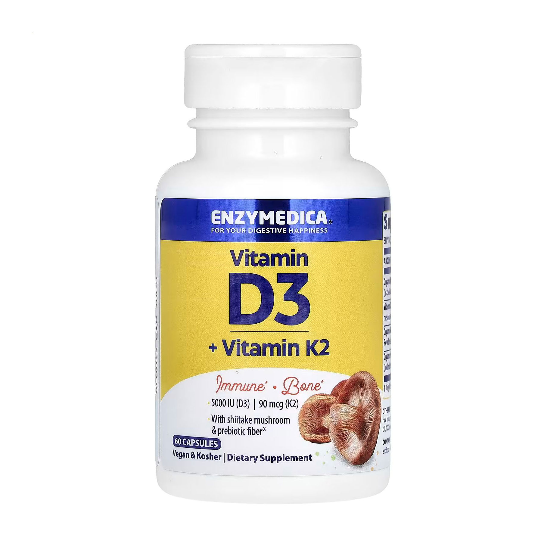 

Уцінка! Вітамін Д3 та K2 Enzymedica Organic Vitamin D3 + Vitamin K2, 60 капсул