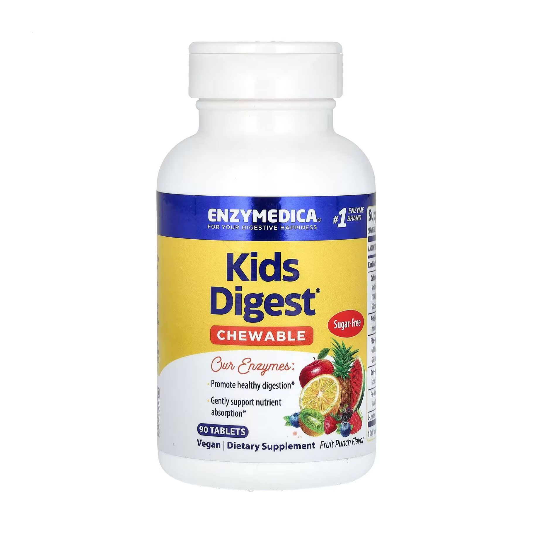 

Травні ферменти для дітей Enzymedica Kids Digest з фруктовим смаком, 90 жувальних таблеток