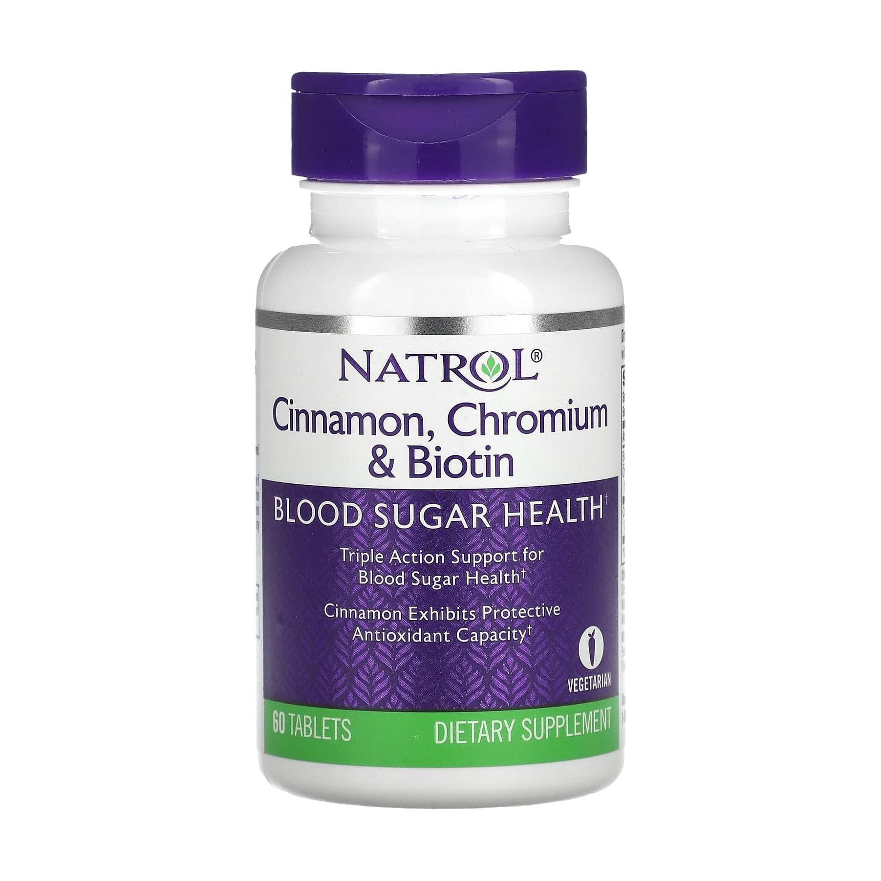 

Кориця, хром та біотин Natrol Cinnamon, Chromium & Biotin, 60 таблеток
