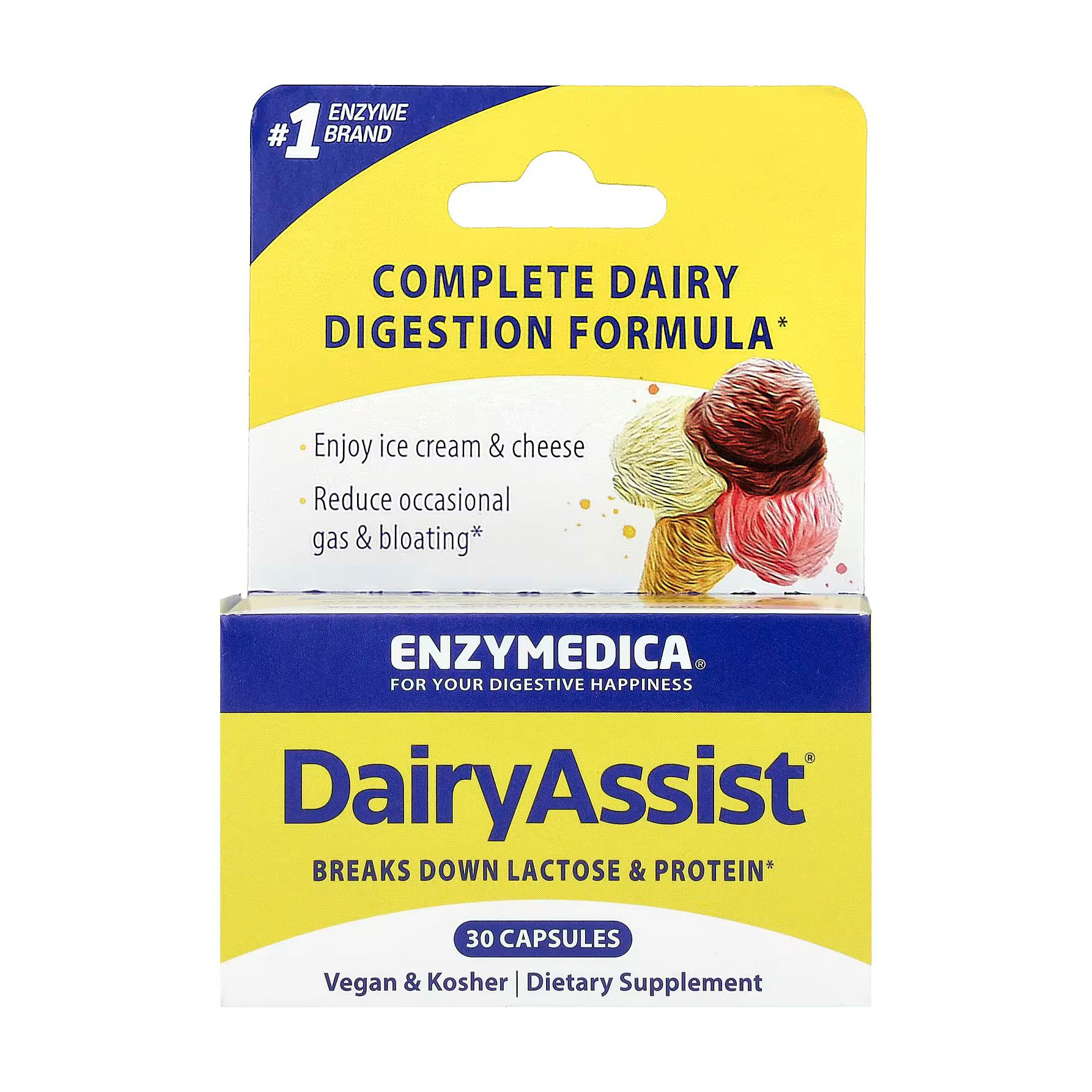 

Ферменти для перетравлення лактози Enzymedica DairyAssist, 30 капсул