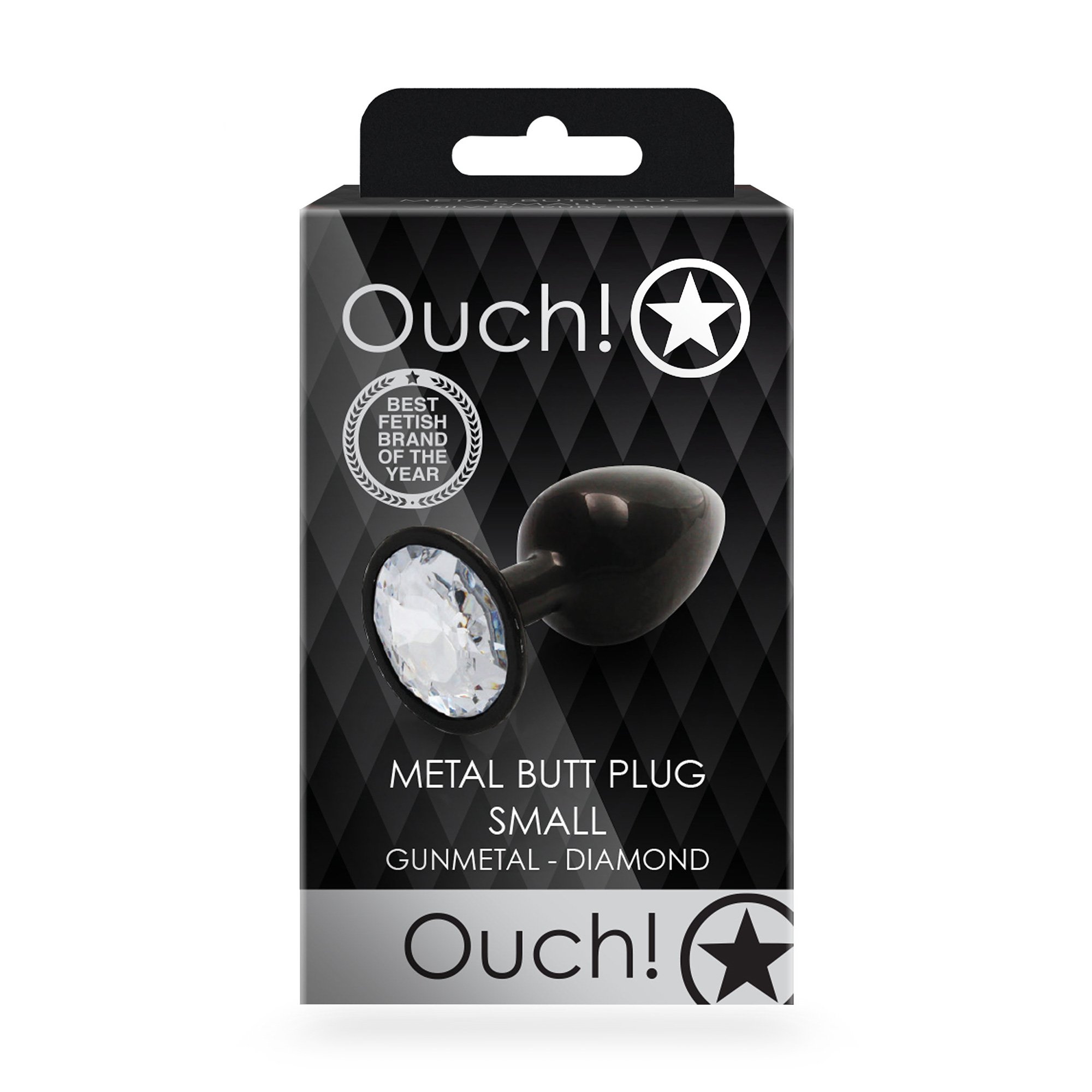 

Уцінка! Металева анальна пробка Ouch! Round Gem, розмір S, чорно-біла, 1 шт