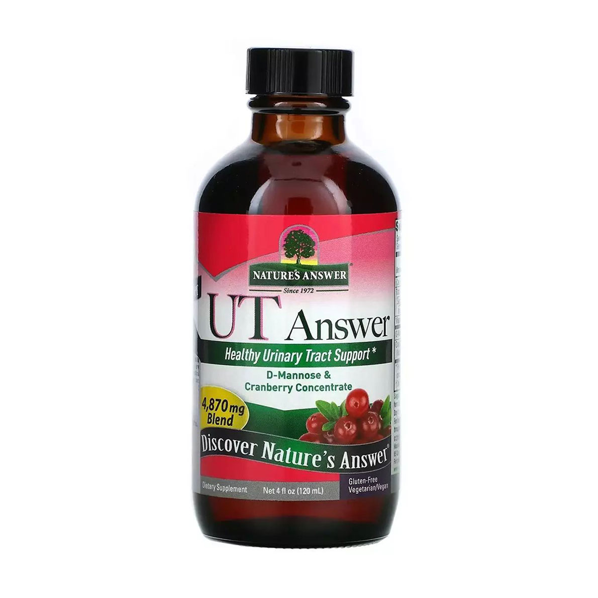

D-манноза з журавлиною Nature's Answer D-Mannose & Cranberry Concentrate в рідині, 4870 мг, 120 мл