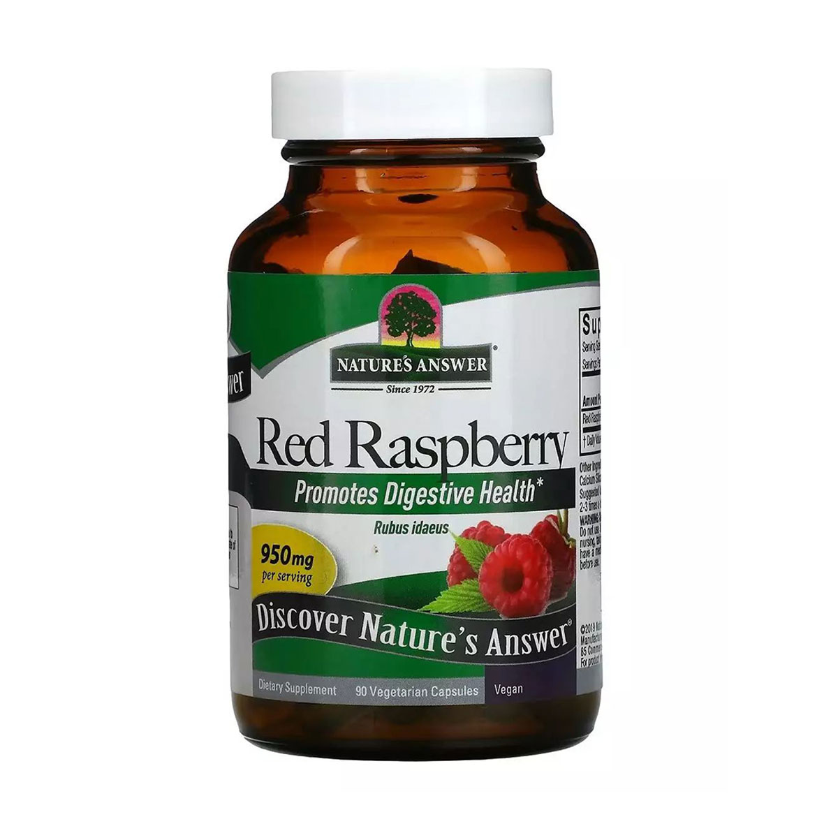 

Червона малина Nature's Answer Red Raspberry, 950 мг, 90 вегетаріанських капсул