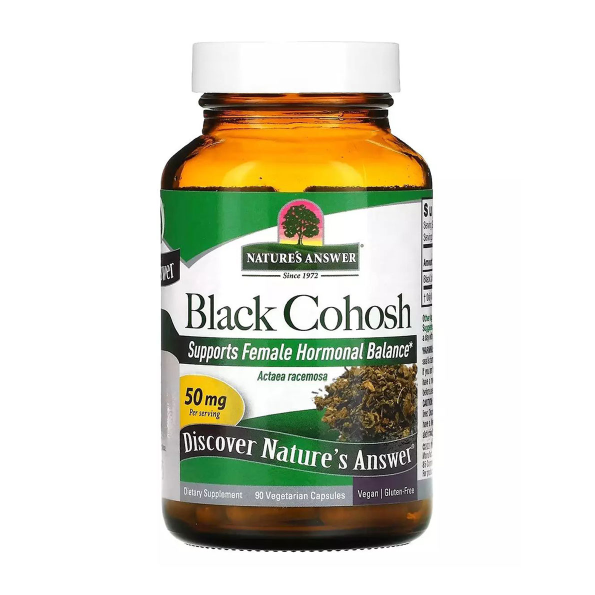 

Клопогон Nature's Answer Full Spectrum Herb Black Cohosh, 50 мг, 90 вегетаріанських капсул