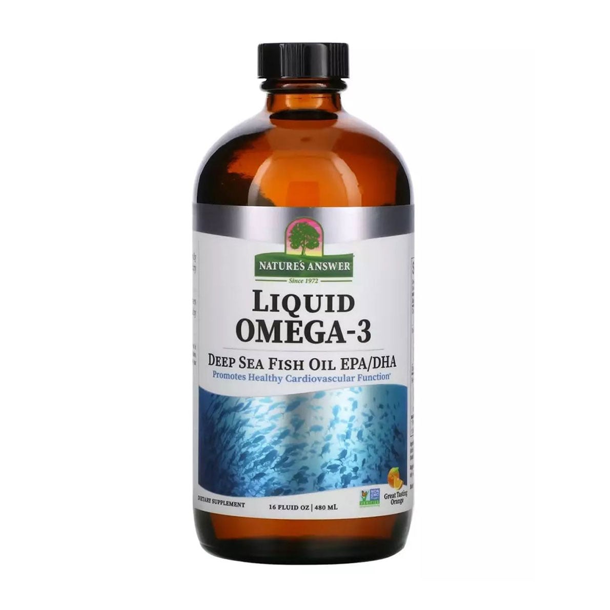 

Омега-3 Nature's Answer Liquid Omega-3 Deep Sea Fish Oil EPA/DHA зі смаком апельсину, в рідині, 480 мл