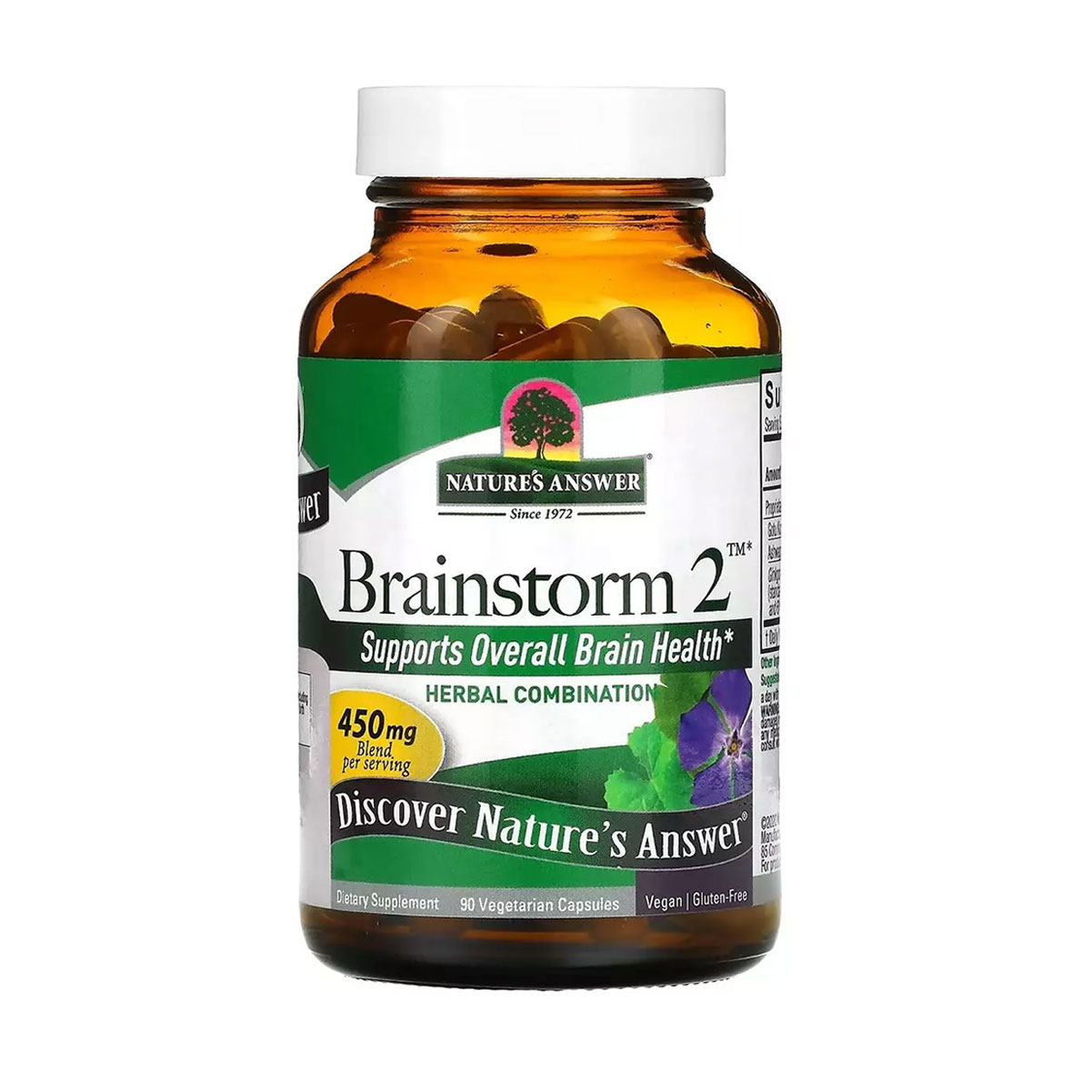 

Уцінка! Трави для активності мозку Nature's Answer Brainstorm 2, 450 мг, 90 вегетаріанських капсул