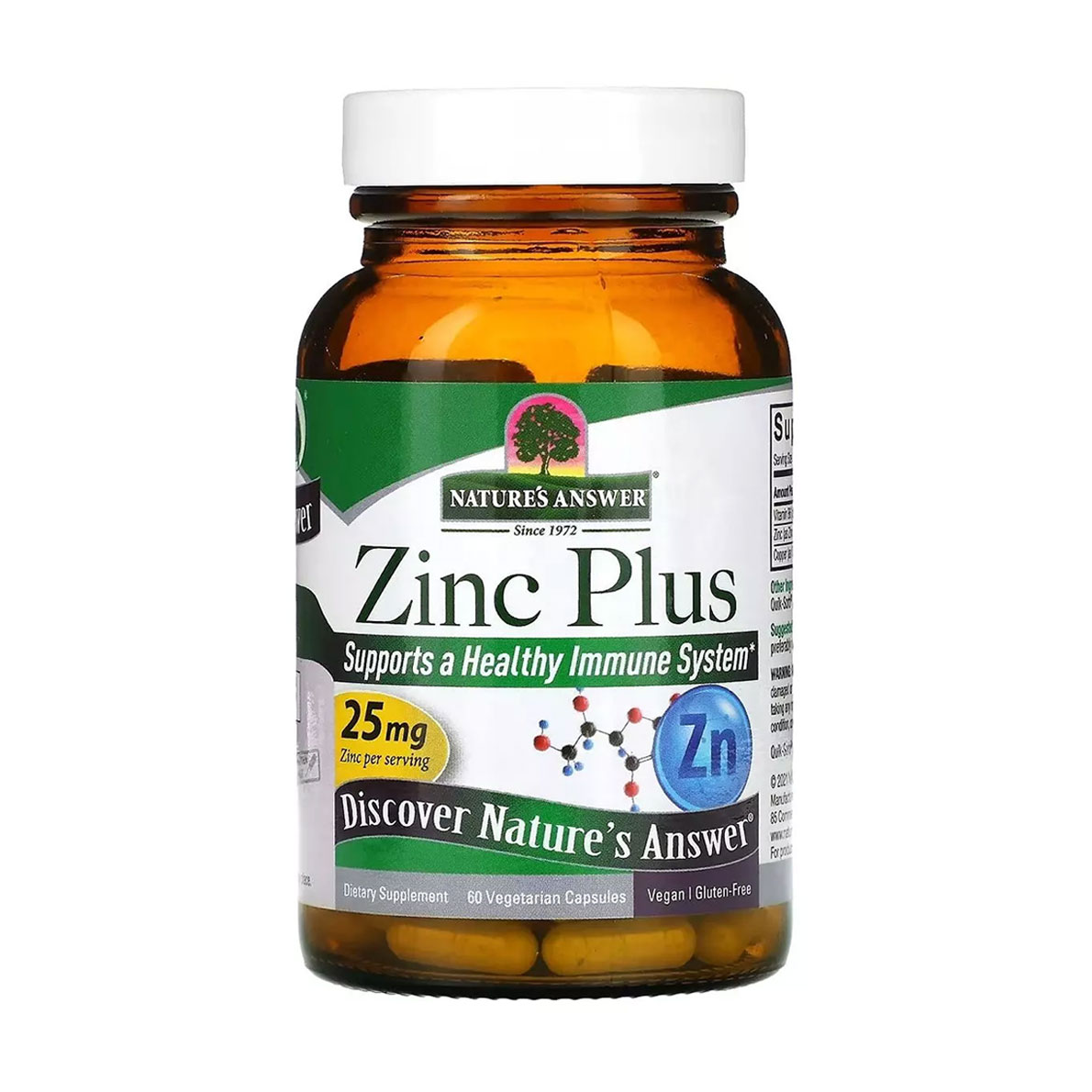 

Цинк плюс Nature's Answer Zinc Plus, 25 мг, 60 вегетаріанських капсул