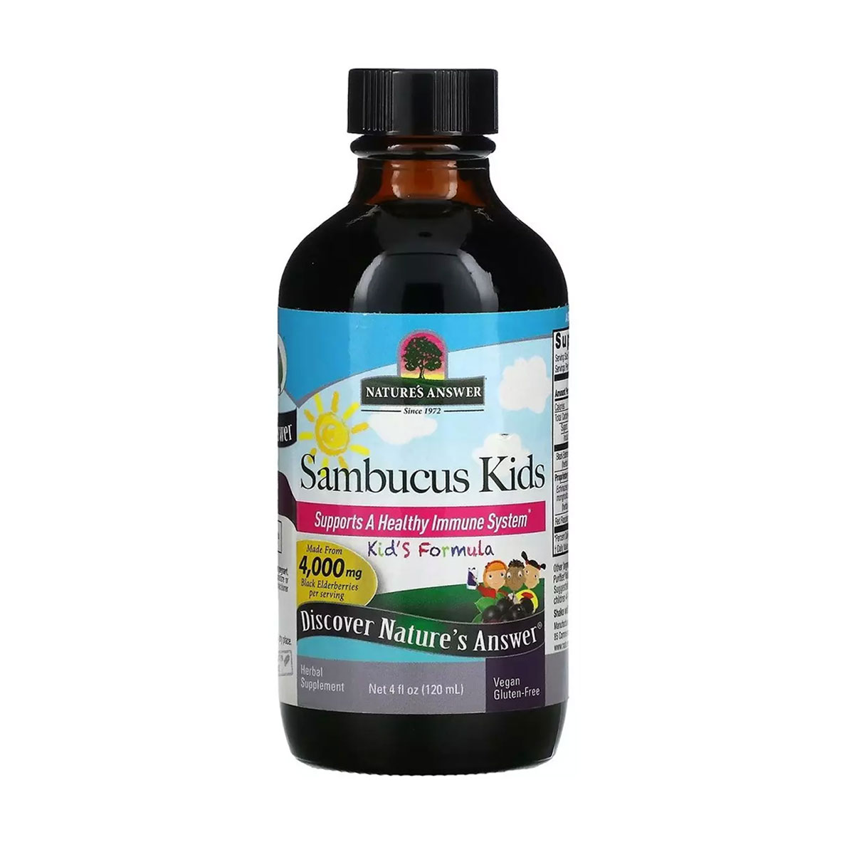 

Чорна бузина для дітей Nature's Answer Sambucus Kid's Formula в рідині, 4000 мг, 120 мл