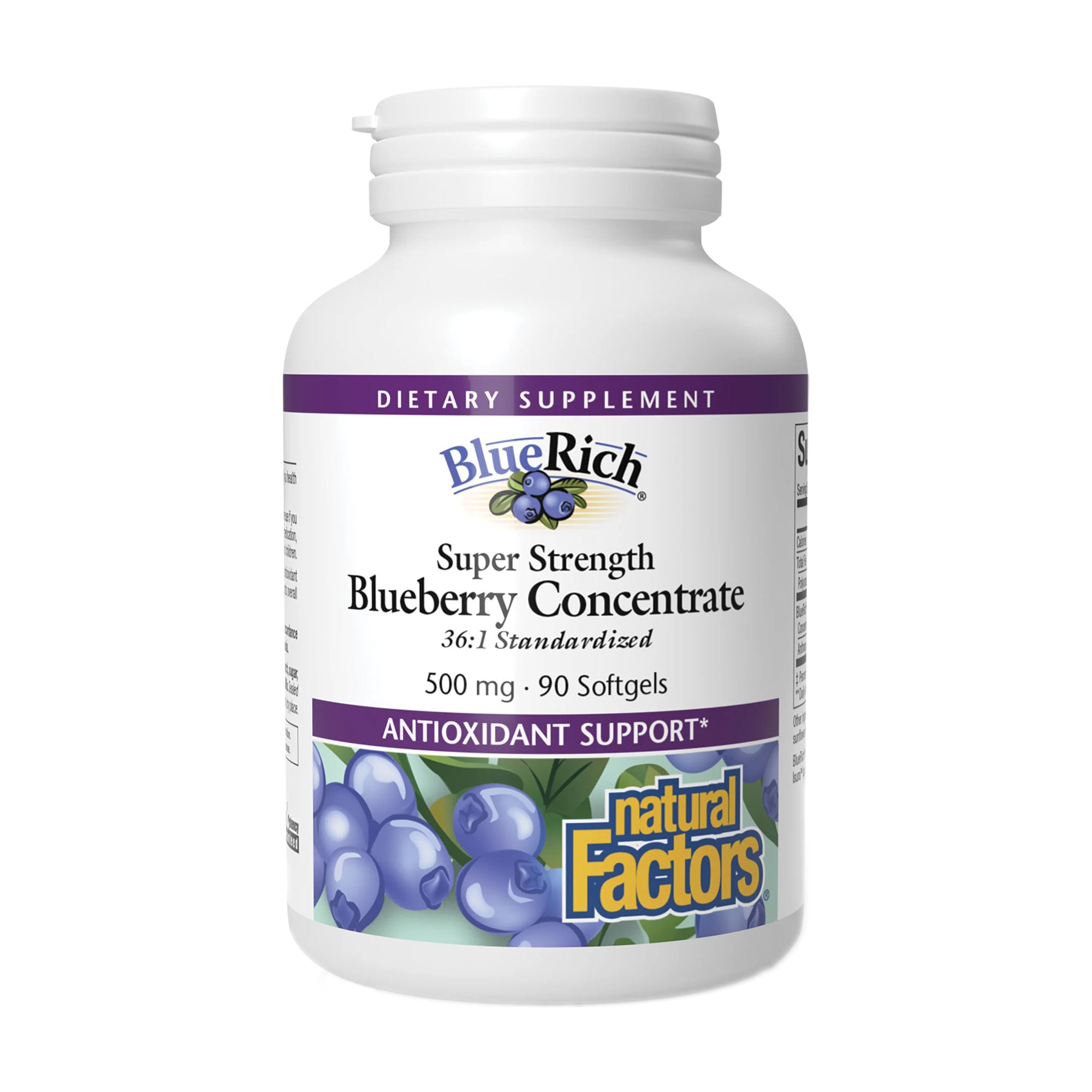 

Концентрат чорниці Natural Factors BlueRich Super Strength Blueberry Concentrate 500 мг, 90 гелевих капсул