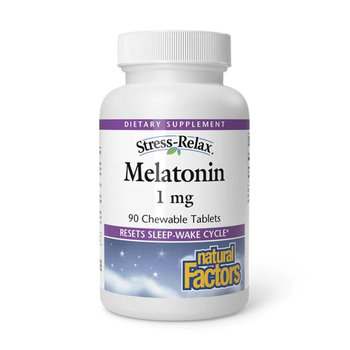 

Мелатонін Natural Factors Stress-Relax Melatonin 1 мг, 90 жувальних таблеток
