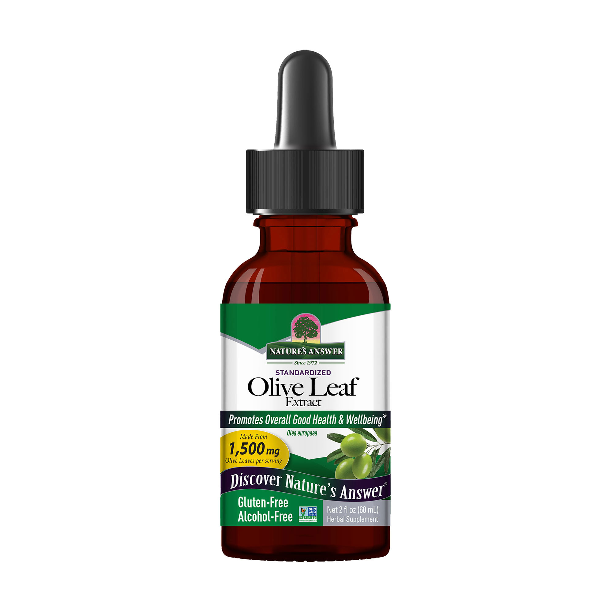 

Екстракт листя оливи Nature's Answer Olive Leaf Extract 1500 мг, в рідині, 60 мл