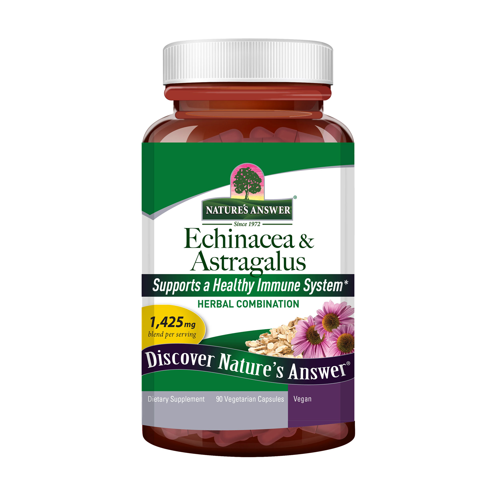 

Ехінацея та астрагал Nature's Answer Echinacea & Astragalus 1425 мг, 90 вегетаріанських капсул
