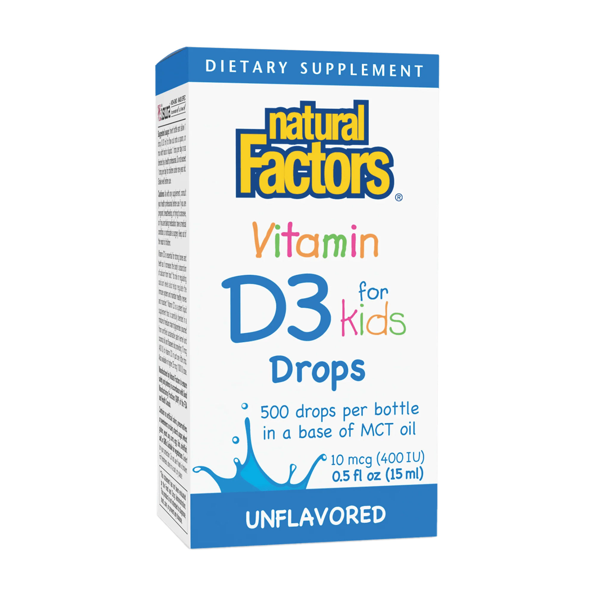 

Вітамін Д3 для дітей Natural Factors Vitamin D3 Drops 400 МО, без ароматизаторів, в краплях, 15 мл