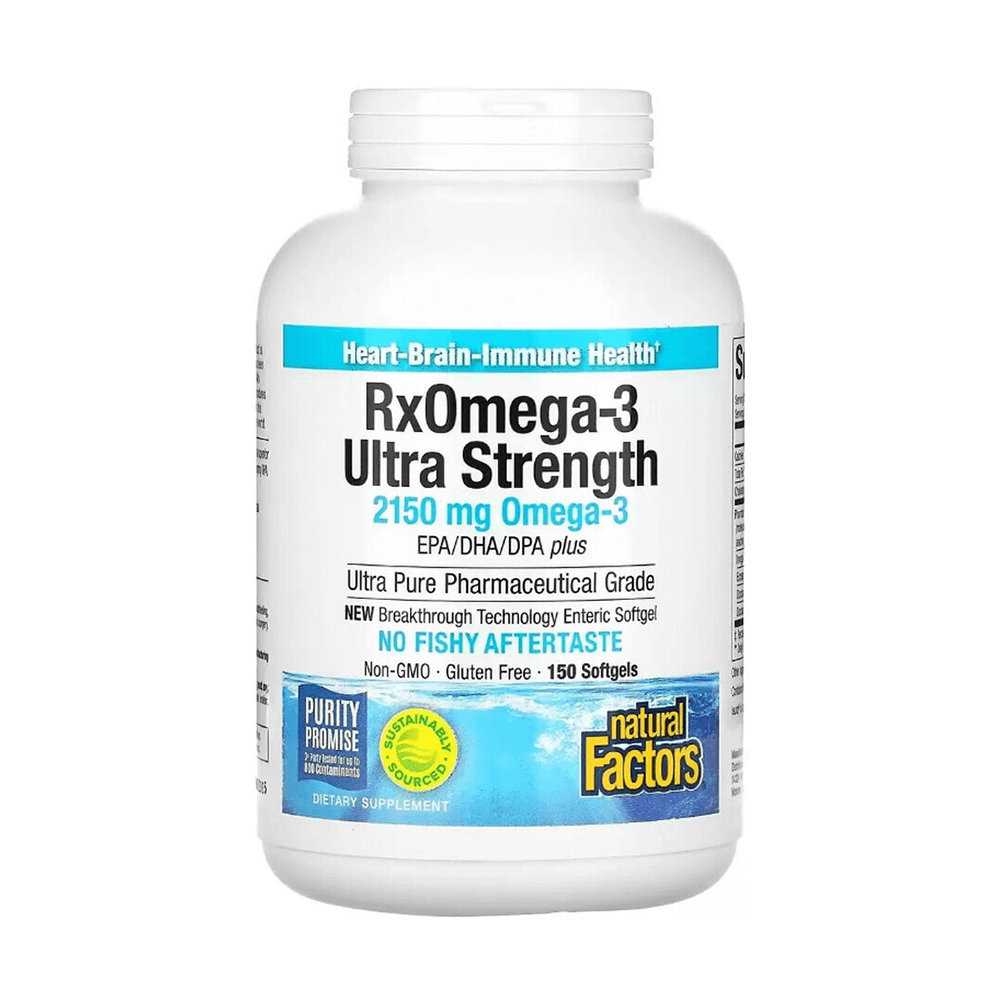 

Омега-3 ультра Natural Factors RxOmega-3 Ultra Strength 2150 мг, 150 гелевих капсул