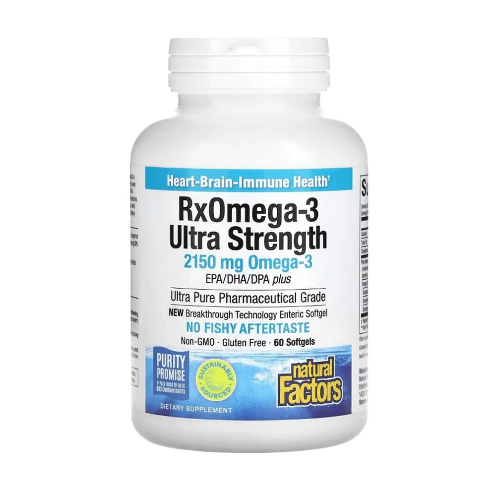 

Омега-3 ультра Natural Factors RxOmega-3 Ultra Strength 2150 мг, 60 гелевих капсул