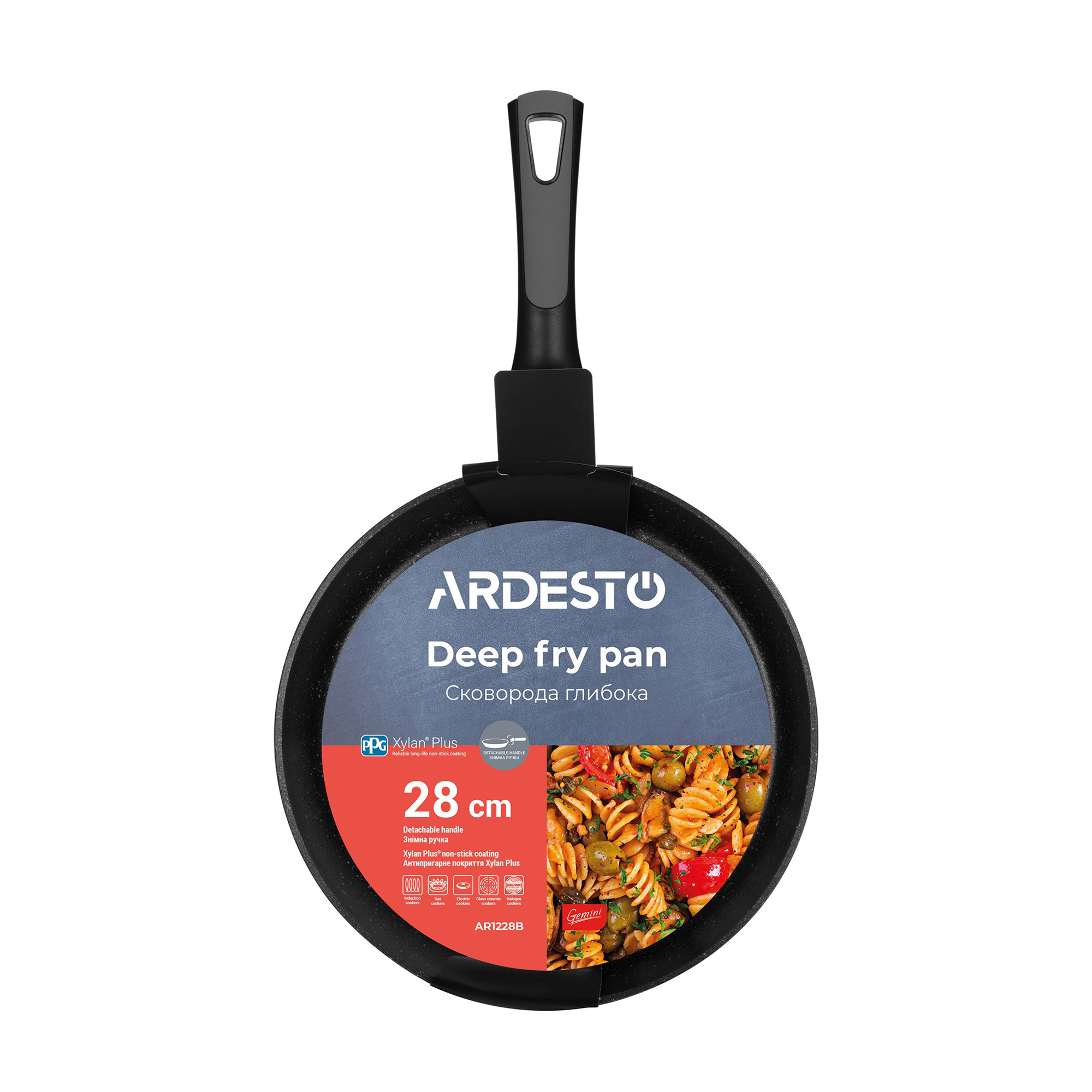 

Сковорода глибока Ardesto Gemini Bari чорна, зі знімною ручкою, 28 см (AR1228B)