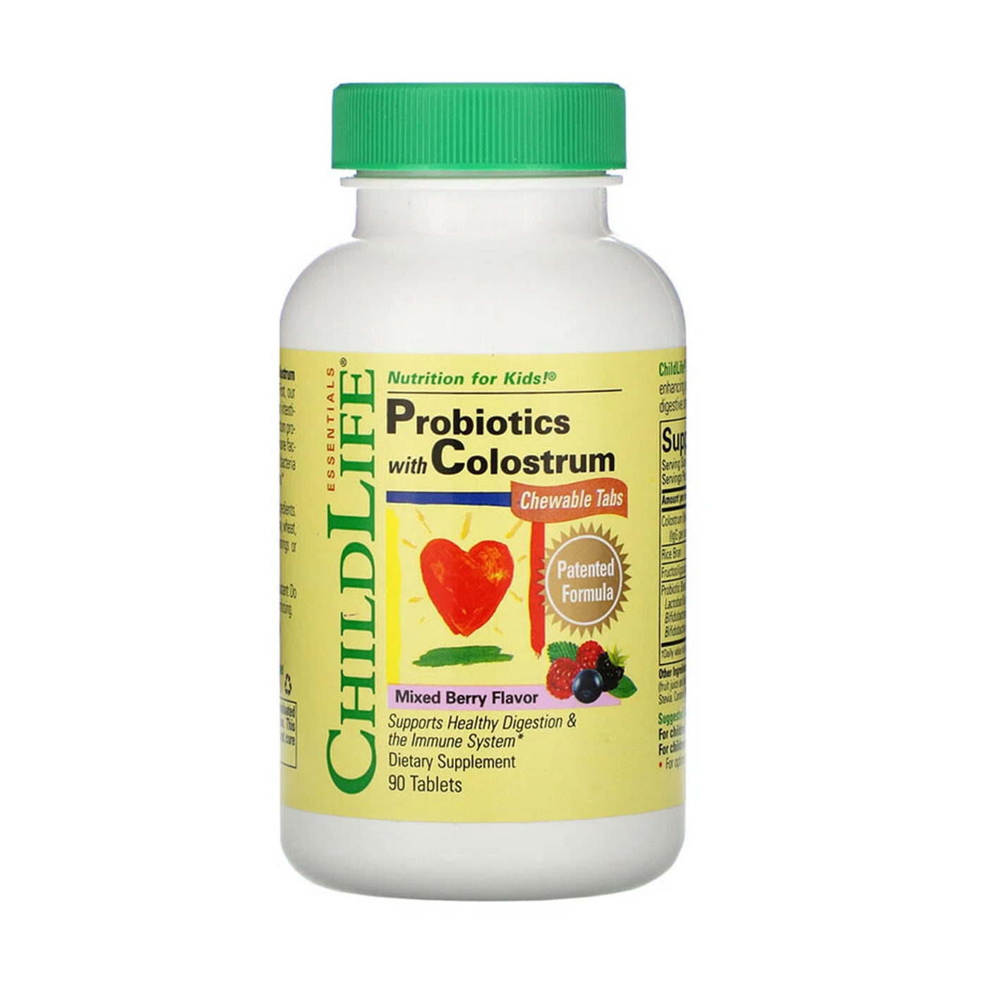 

Пробіотик з молозивом для дітей ChildLife Probiotics with Colostrum зі смаком ягід, 90 жувальних таблеток
