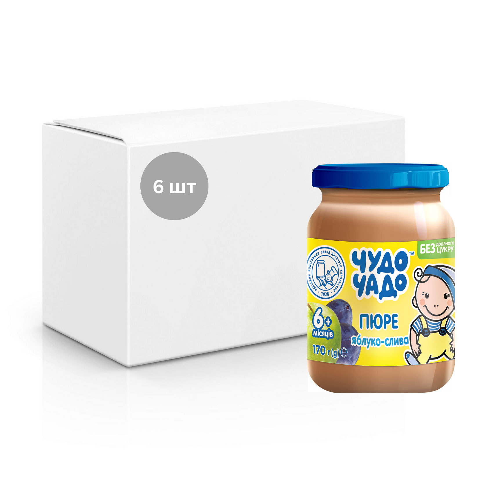 

Уцінка! Упаковка Дитяче фруктове пюре Чудо-Чадо Яблуко-слива, без цукру, від 4 місяців, 6*170 г