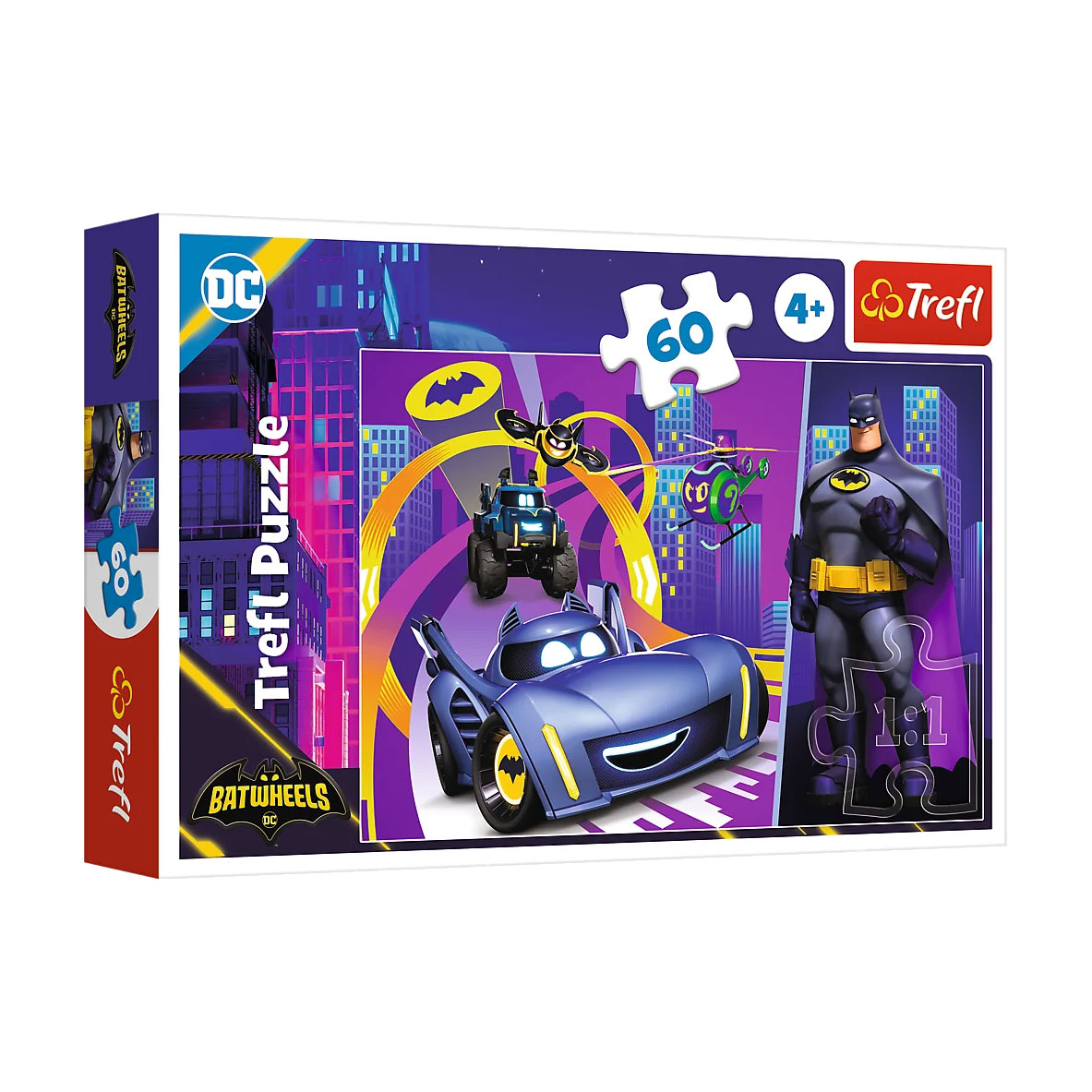 

Пазли Trefl Batwheels Batman and His Vehicles, 21.2*14.1*3.8 см, від 4 років, 60 елементів (17400)