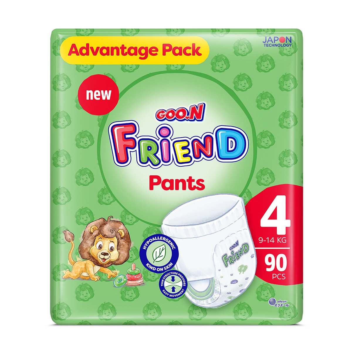 

Уцінка! Підгузки-трусики Goo.N Friend Pants розмір 4 (9-14 кг), 90 шт