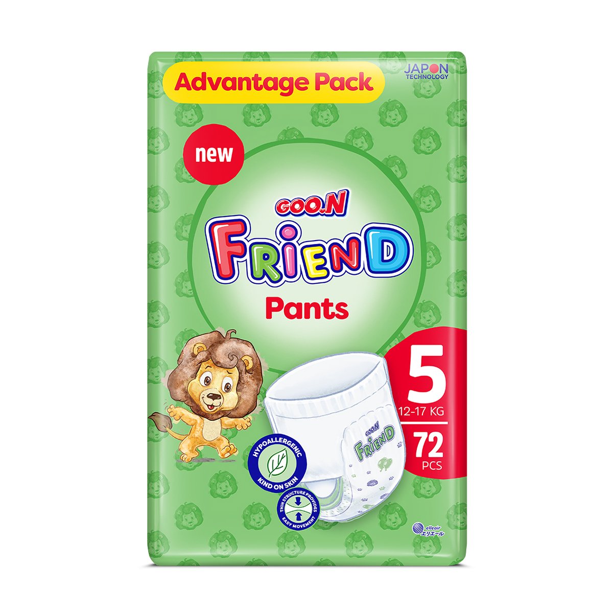 

Підгузки-трусики Goo.N Friend Pants розмір 5 (12-17 кг), 72 шт