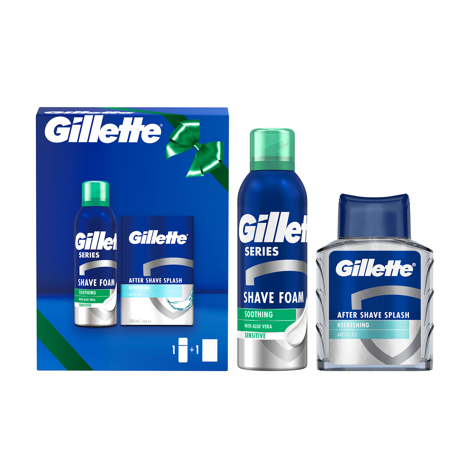 

Подарунковий набір Gillette чоловічий (піна Series для чутливої ​​шкіри, з алое вера, 200 мл + лосьйон Series Arctic Ice Освіжаючий, 100 мл)