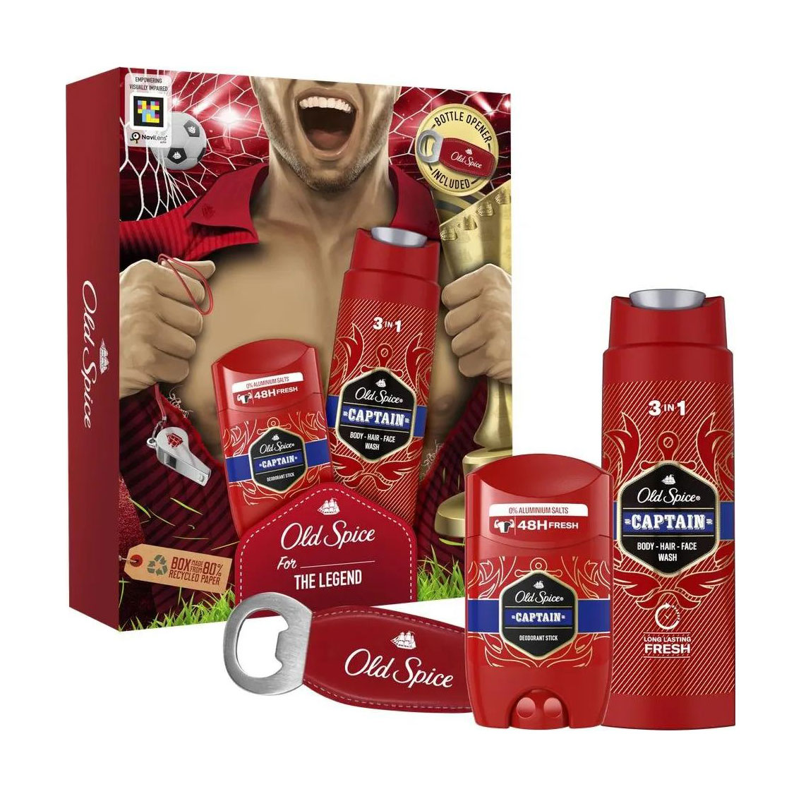 

Чоловічий подарунковий набір Old Spice Captain (дезодорант-стік, 50 мл + гель-шампунь, 250 мл + відкривачка для пляшок)
