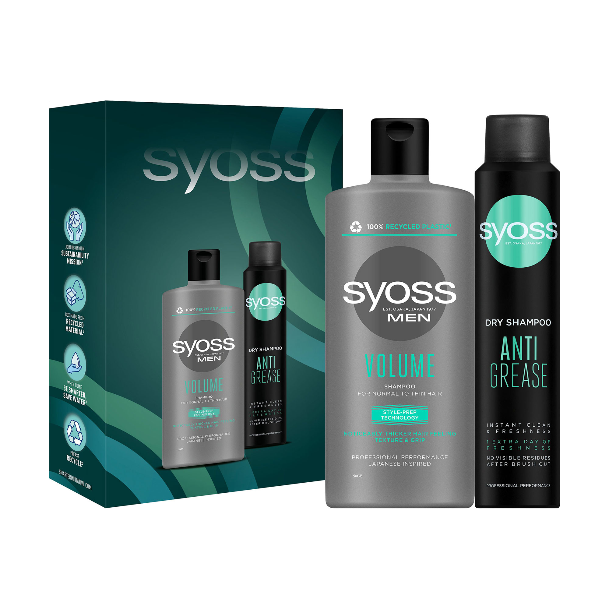 

Набір для миття волосся чоловічий SYOSS Clean & Freshness (шампунь Volume 440 мл + сухий шампунь Anti-Grease 200 мл