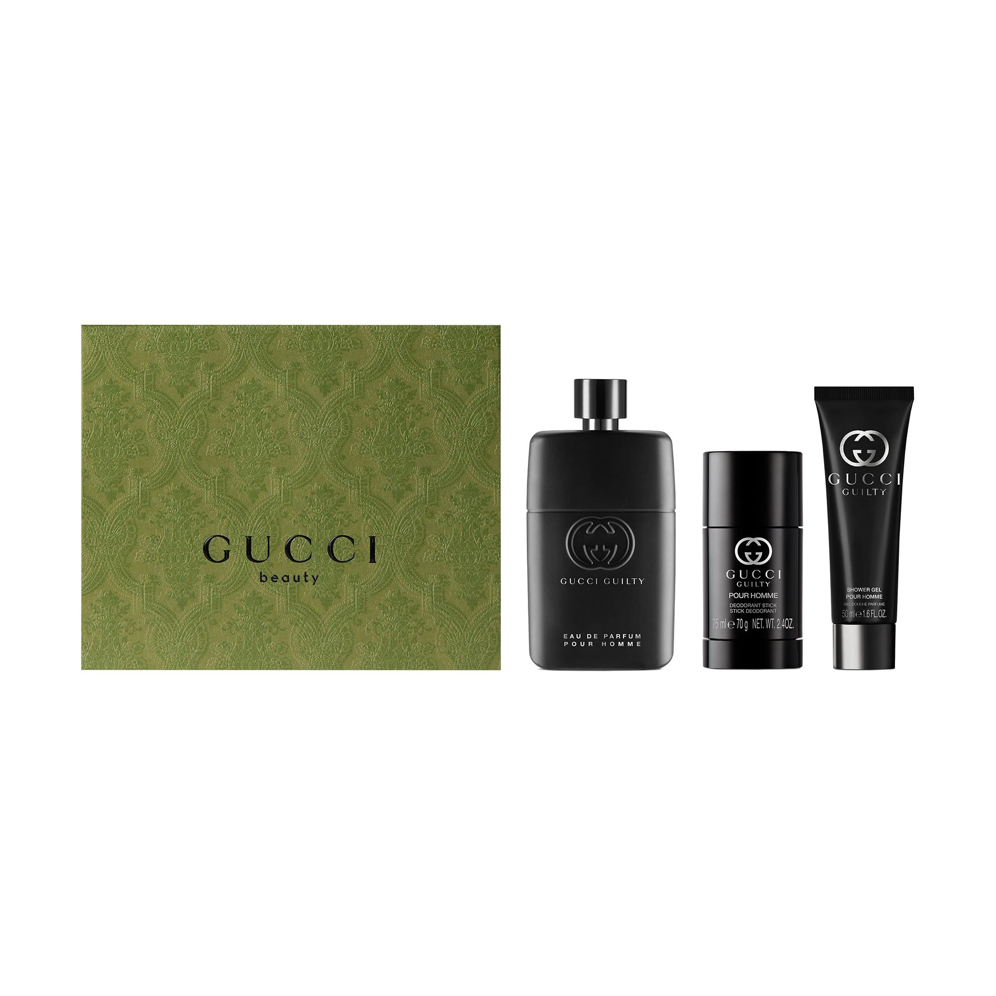 

Парфумований набір Gucci Guilty Pour Homme чоловічий (парфумована вода, 90 мл + дезодорант-стік, 75 мл + гель для душу, 50 мл)
