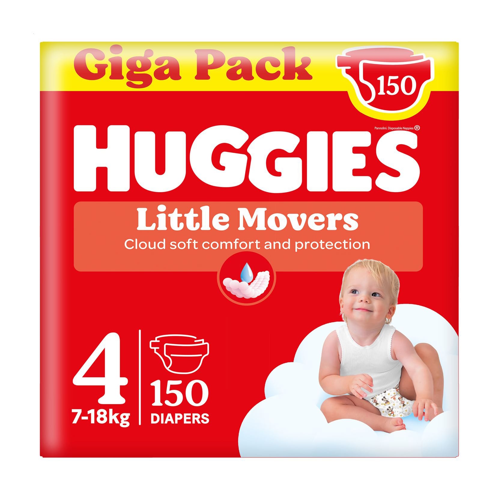 

Підгузки Huggies Little Movers розмір 4 (7-18 кг), 150 шт