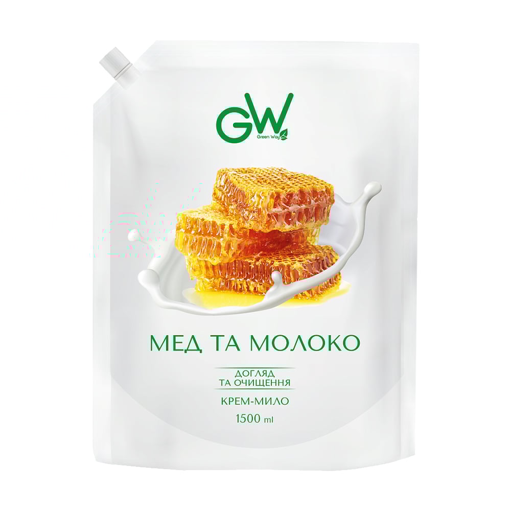 

Рідке крем-мило Green Way ФітоЛінія Мед та молоко, 1.5 л (запаска)
