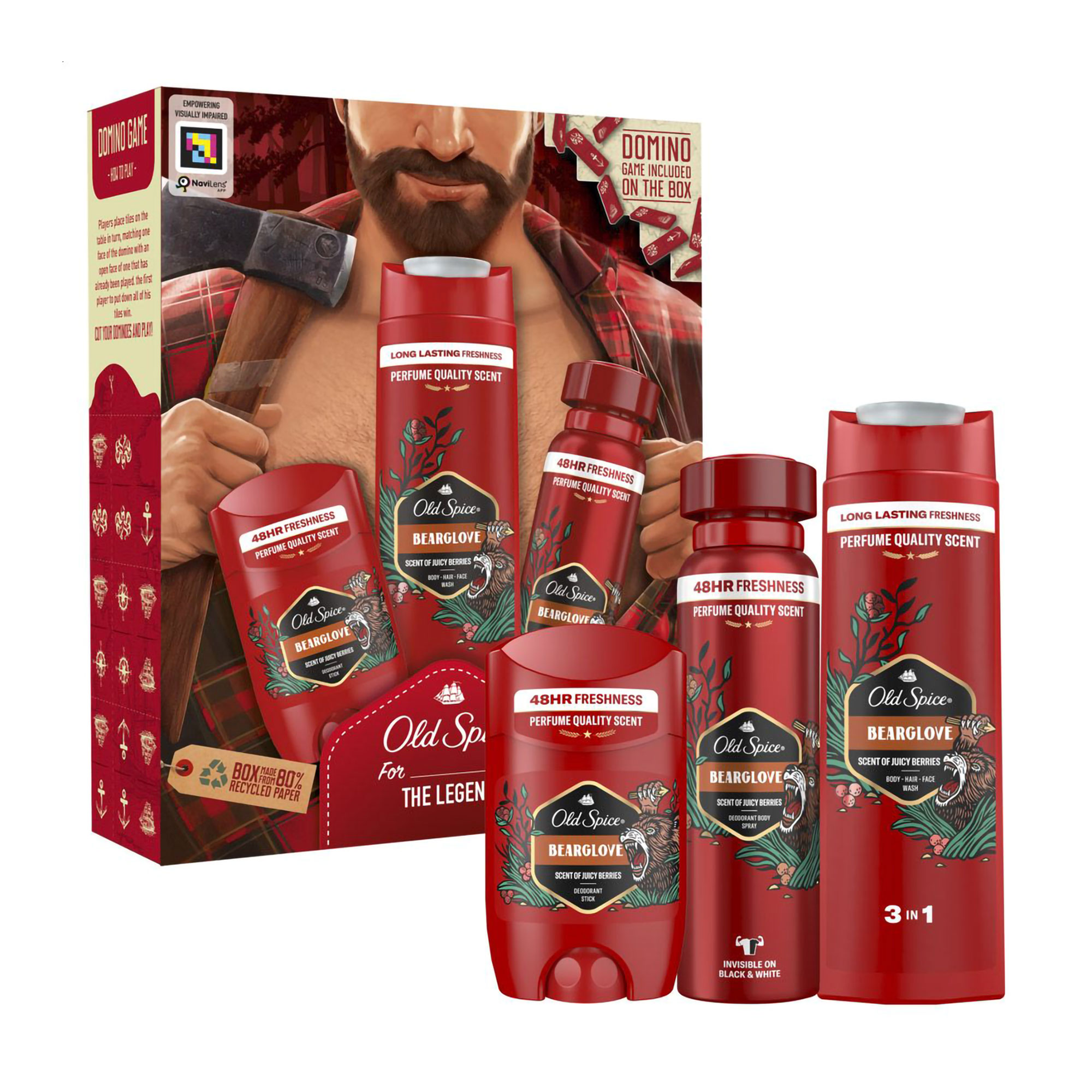 

Уцінка! Чоловічий набір для тіла Old Spice Bearglove Lumberjack (дезодорант, 50 мл + дезодорант, 150 мл + шампунь-гель, 250 мл)