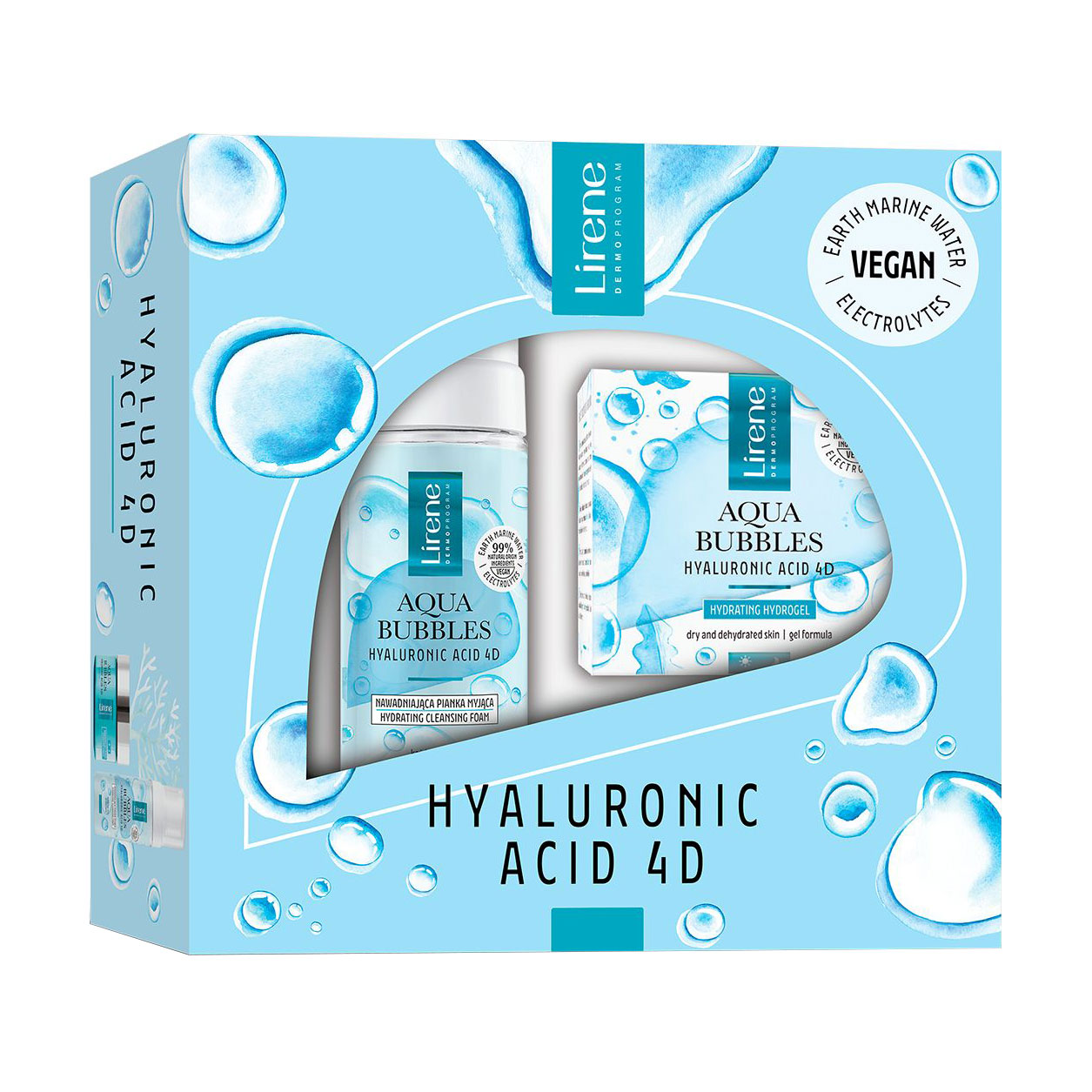

Уцінка! Набір для обличчя Lirene Aqua Bubbles Hyaluronic Acid 4D (пінка для вмивання, 150 мл + гідрогель, 50 мл)