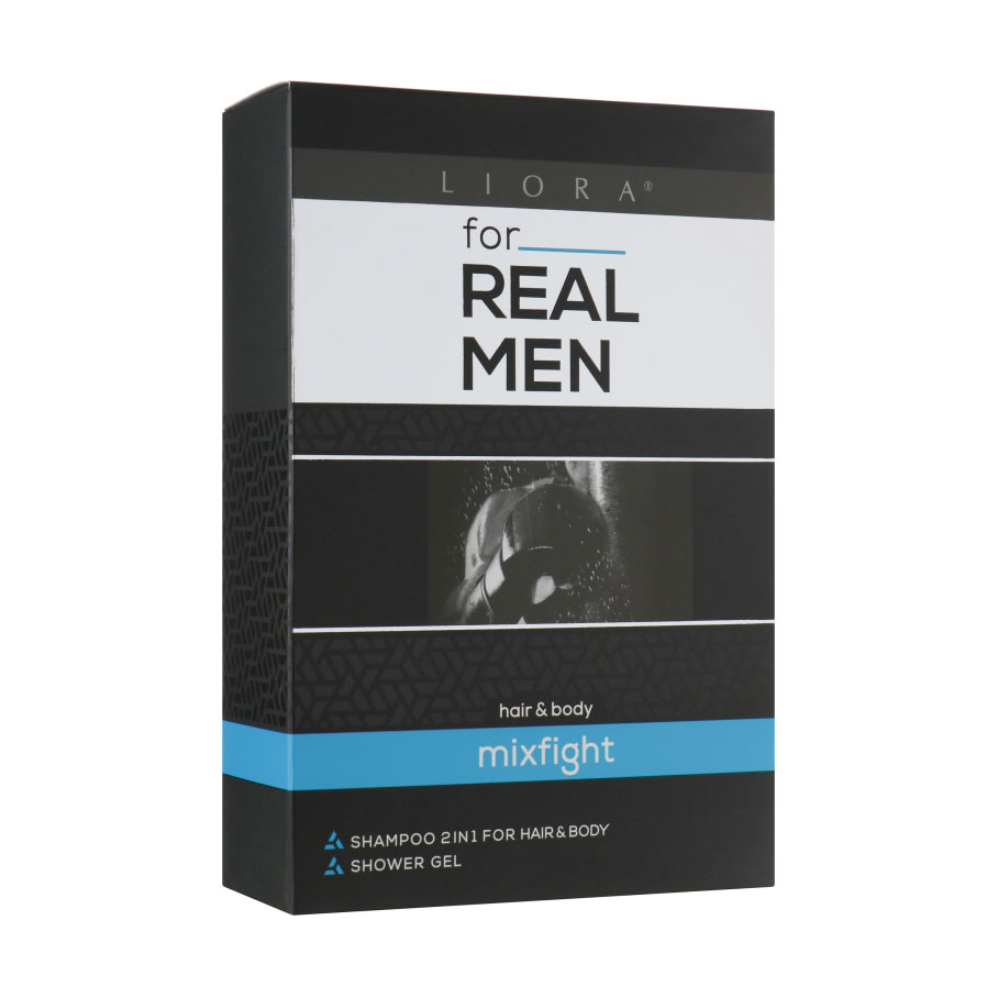 

Уцінка! Косметичний набір чоловічий Liora For Real Men Mixfight (гель для душу, 250 мл + шампунь для волосся та тіла, 250 мл)