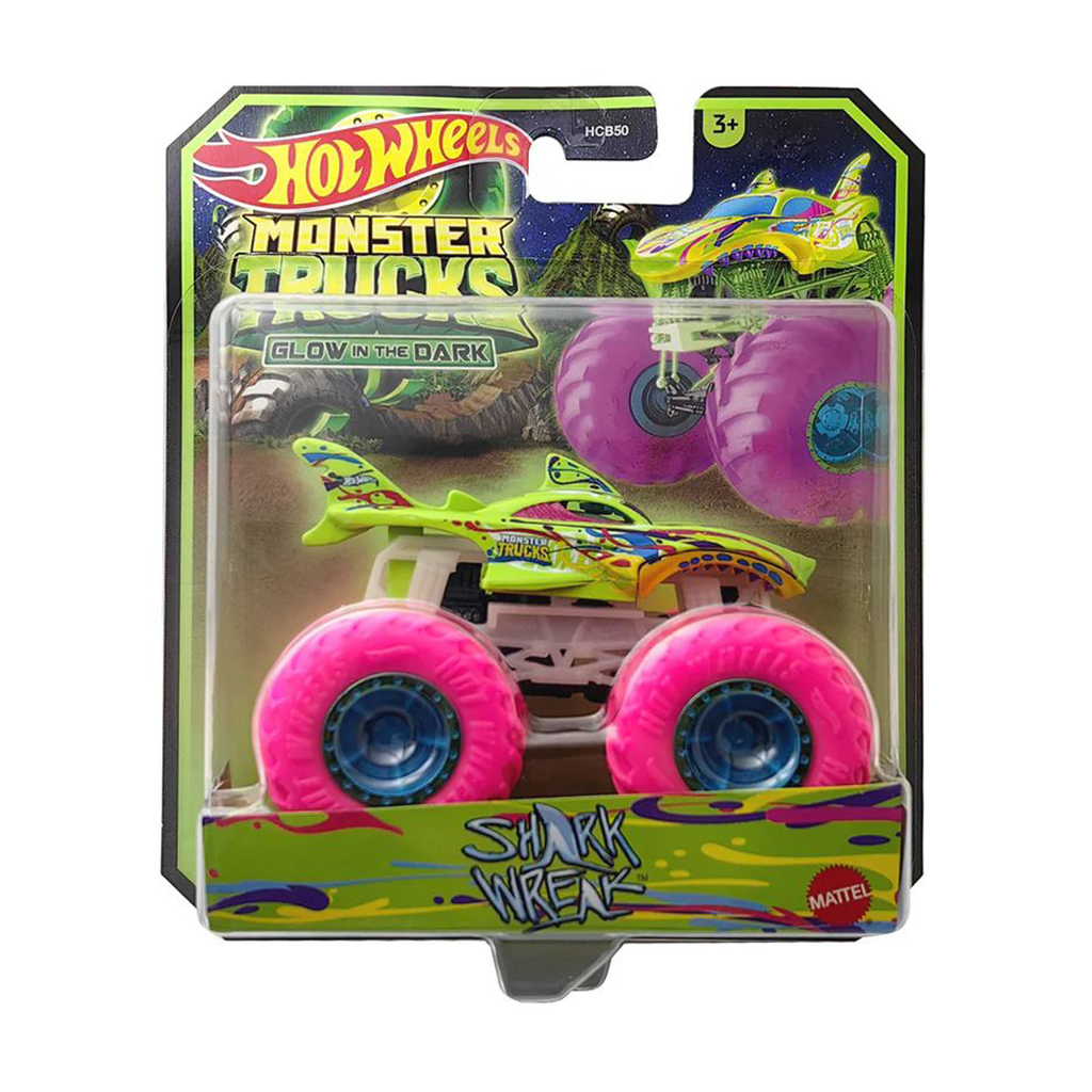 

Машинка-позашляховик Hot Wheels Monster Trucks Shark-Wreak, салатовий, Світиться в темряві, від 3 років (HCB50)