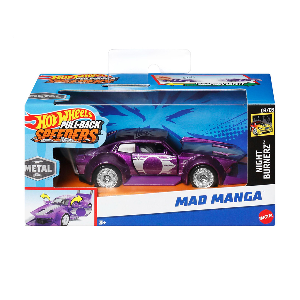 

Інерційна автомодель Hot Wheels Pull-Back Speeders Mad Manga, фіолетовий, від 3 років, 8*16*8 см (HPR70)
