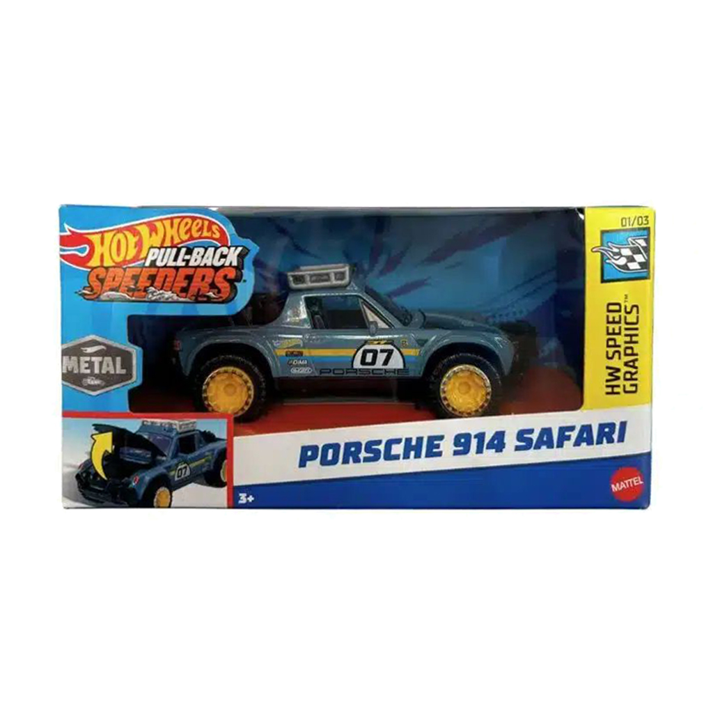 

Інерційна автомодель Hot Wheels Pull-Back Speeders Porsche 914 Safari, сірий, від 3 років, 8*16*8 см (HPR70)