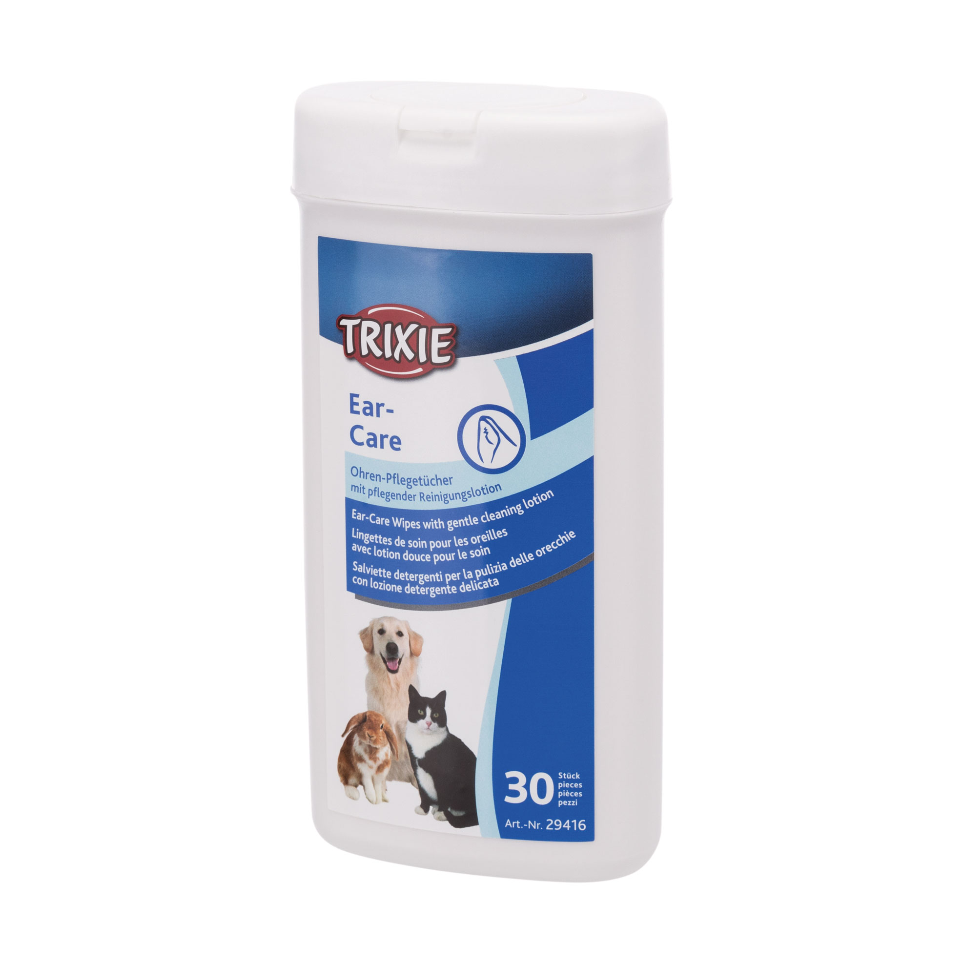 

Серветки для кішок, собак та гризунів Trixie Ear-Care для догляду за вухами, 30 шт