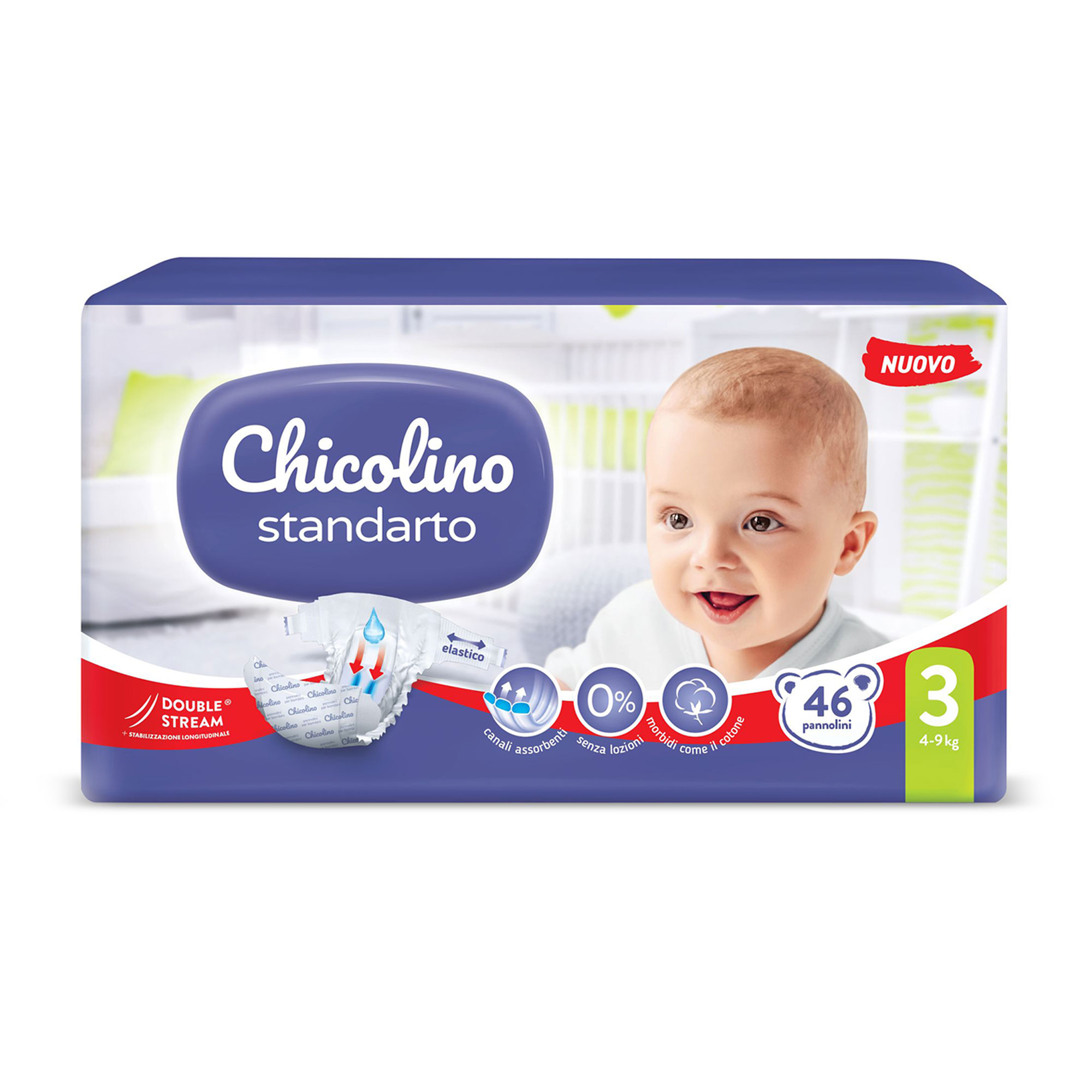 

Уцінка! Дитячі підгузки Chicolino Standarto розмір 3 (4-9 кг), 46 шт