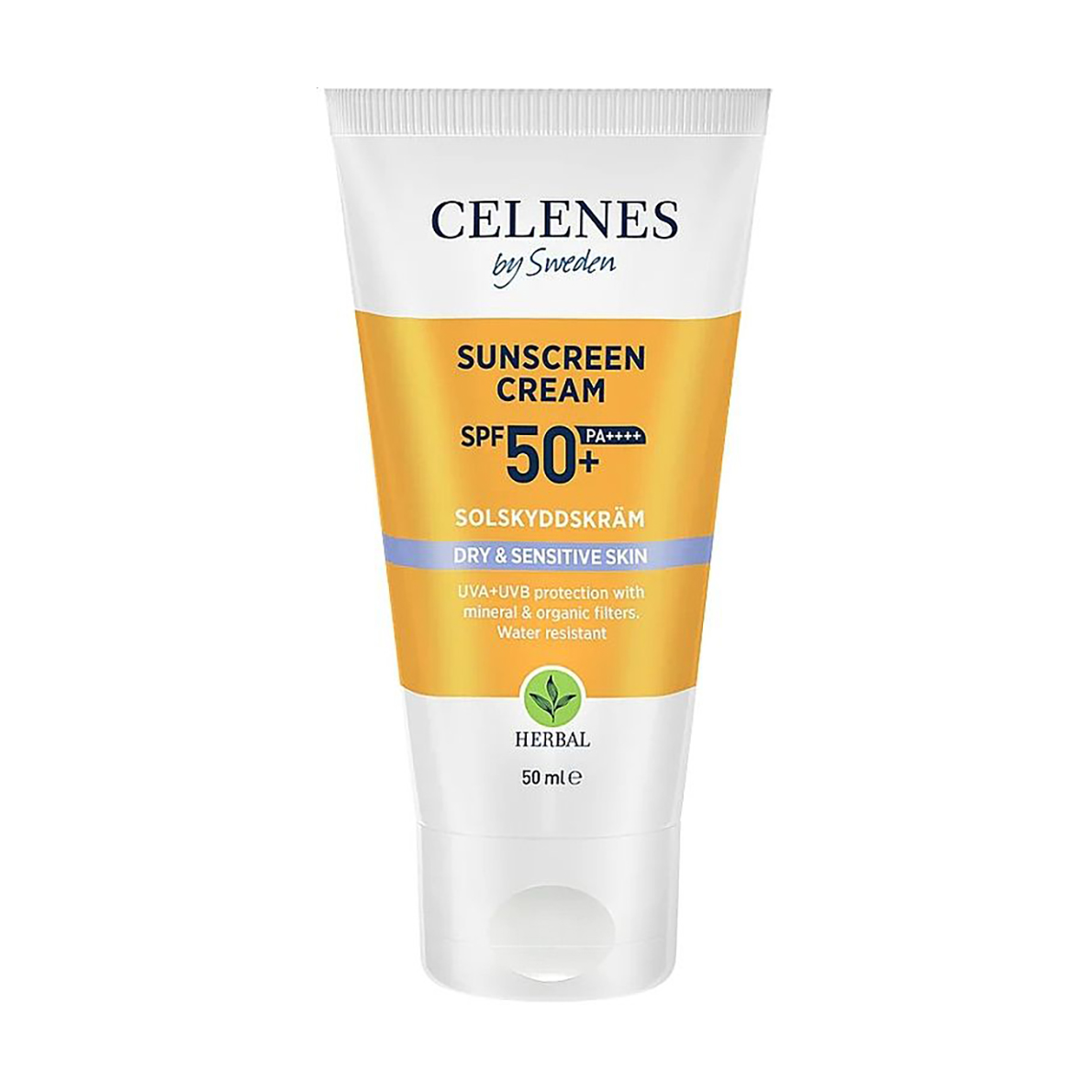 

Сонцезахисний крем Celenes Herbal Sunscreen Cream SPF 50+ PA++++ для сухої та чутливої шкіри обличчя та тіла, 50 мл