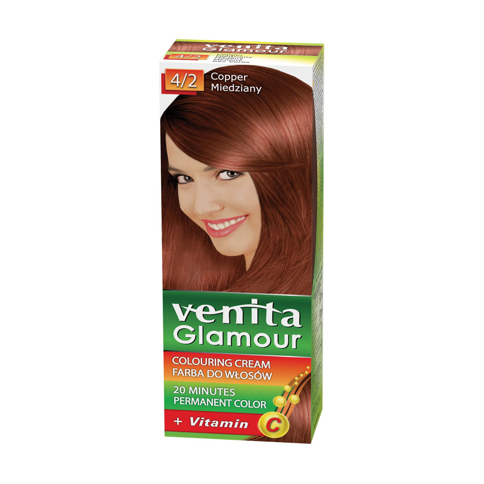 

Уцінка! Перманентна крем-фарба для волосся Venita Glamour Colouring Cream 4/2 Copper, 100 мл