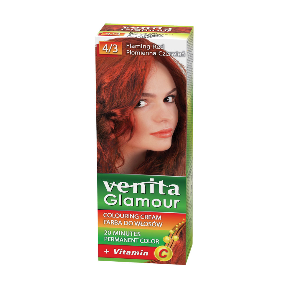 

Уцінка! Перманентна крем-фарба для волосся Venita Glamour Colouring Cream 4/3 Flaming Red, 100 мл
