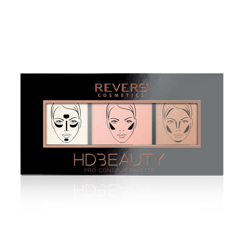 

Палетка для контурингу обличчя Revers Cosmetics HD Beauty Pro Contour Palette 03, 12 г