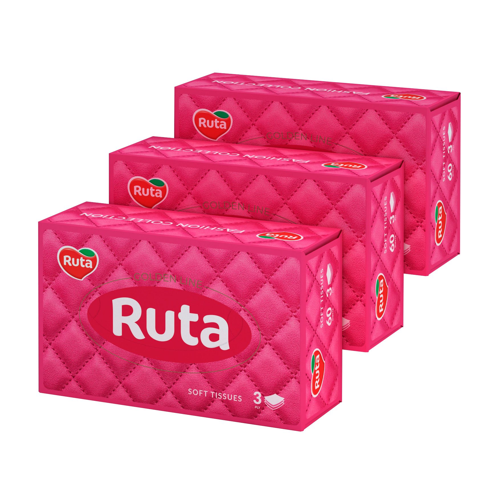 

Косметичні серветки Ruta білі, пенал, 3-шарові, 3*60 шт