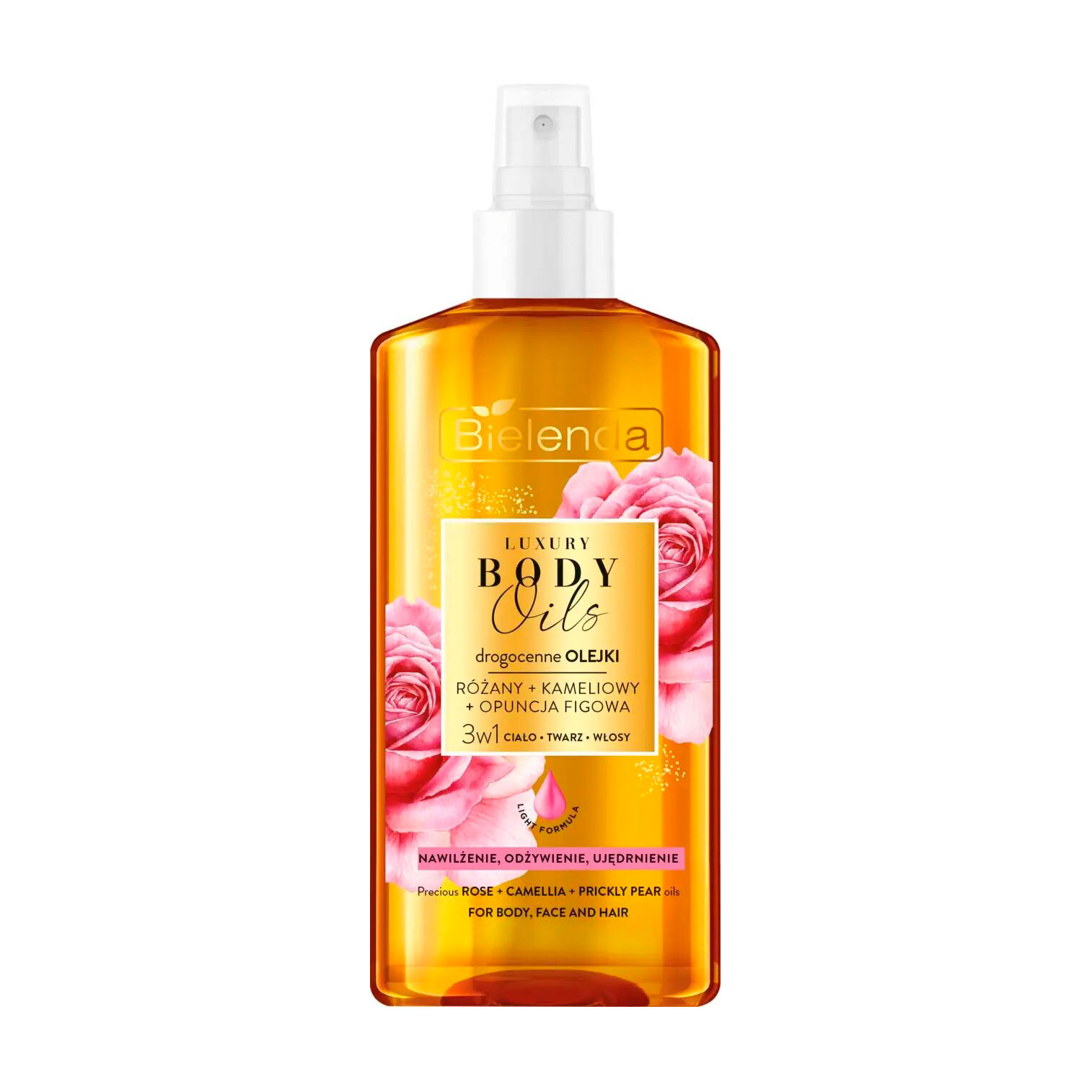 

Багатофункціональна олія 3 в 1 для тіла, обличчя та волосся Bielenda Luxury Body Oils з дорогоцінними оліями троянди, камелії та опунції, 150 мл